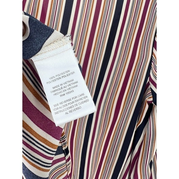 Hiatus Multicolor Button Front Striped Blouse Long Sleeve Tie Hem Womens Medium - Picture 6 of 8